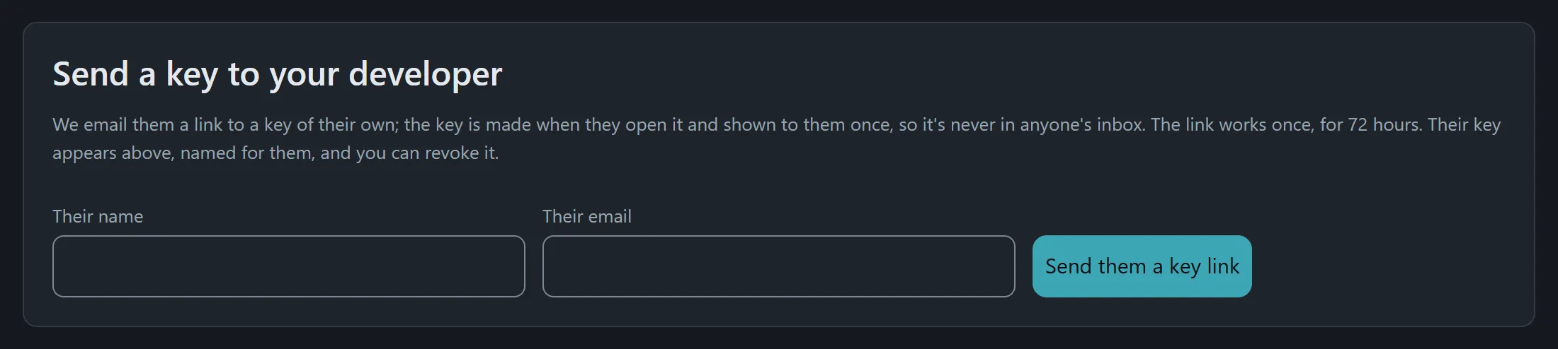 Sending a key to your developer